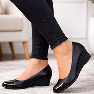 Life Stride NEW Gibson Modern Minimalist Sqaure Cap Toe Comfort Wedge 8W